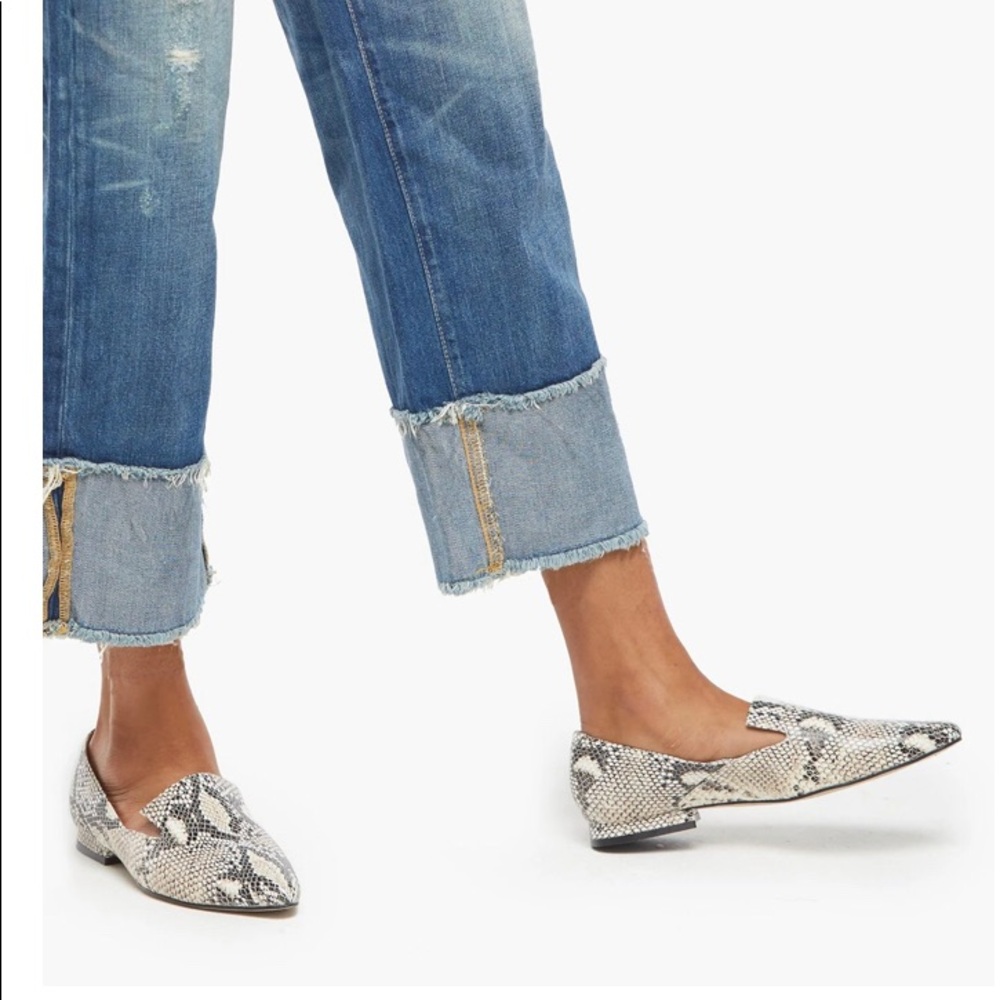 Able Leather Snakeskin Pattern Pointed Toe Loafers - image 2